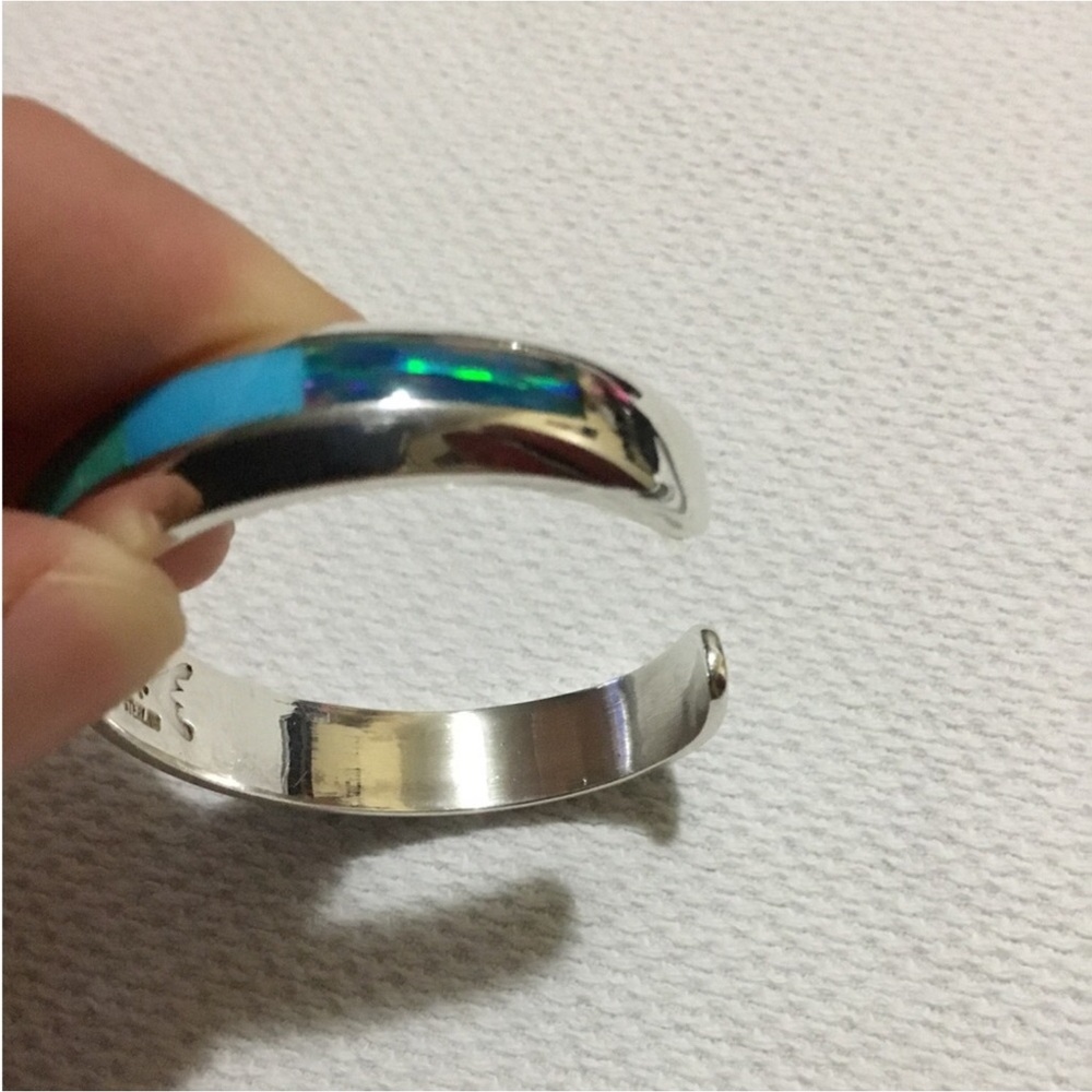 BOTIQUE SMALL STERLING CUFF BRACELET COLOR BLUE GREEN - Picture 7 of 14